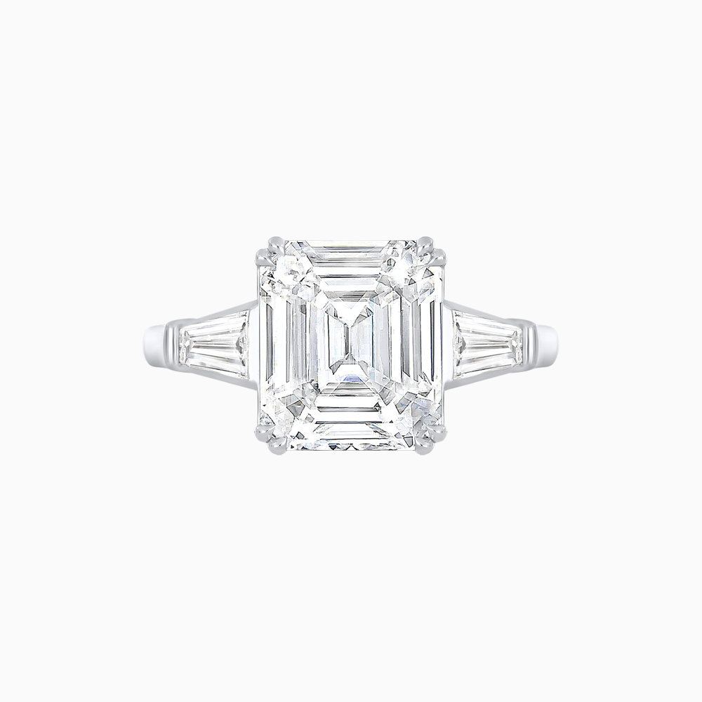 Emerald-Cut Engagement Ring with Tapered Baguette Side Stones