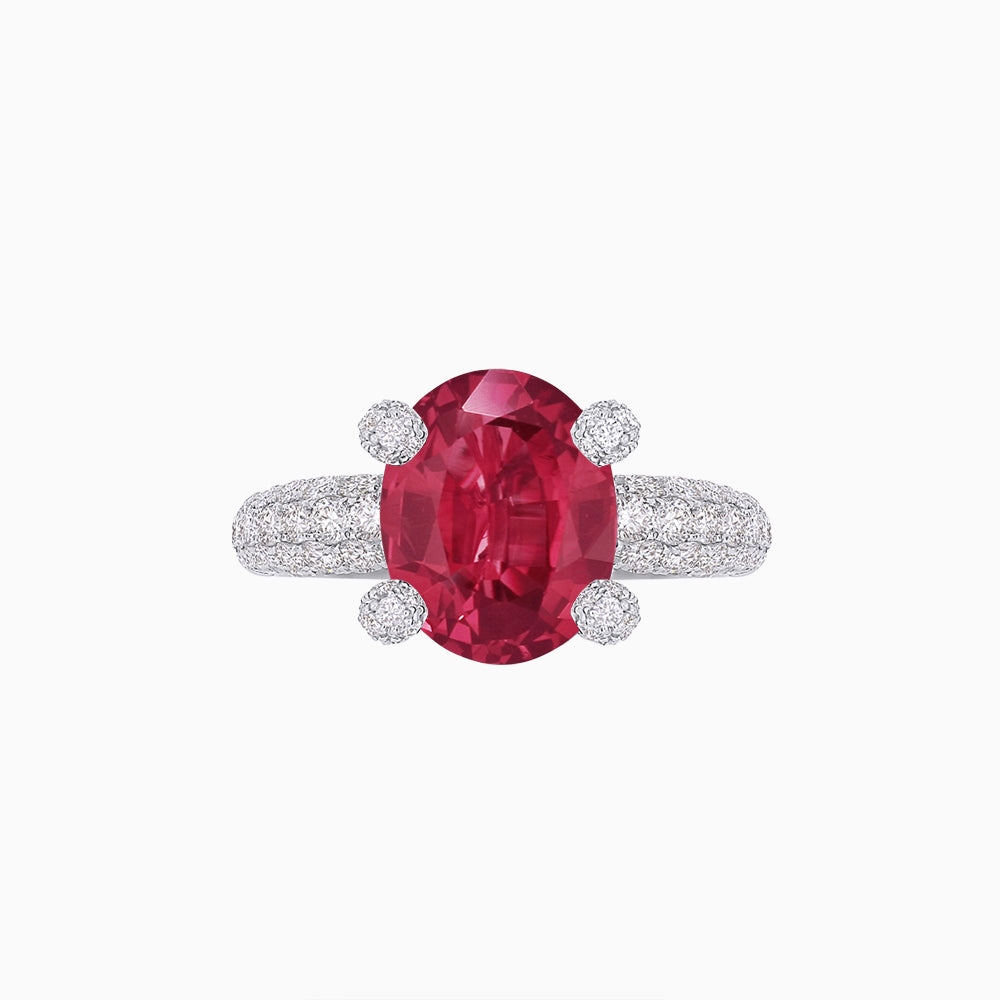 14K White Gold Oval Pink Tourmaline and Diamond Ring – Classic Collection