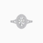 Load image into Gallery viewer, Vintage Inspired Oval Cut Double Halo Engagement Ring