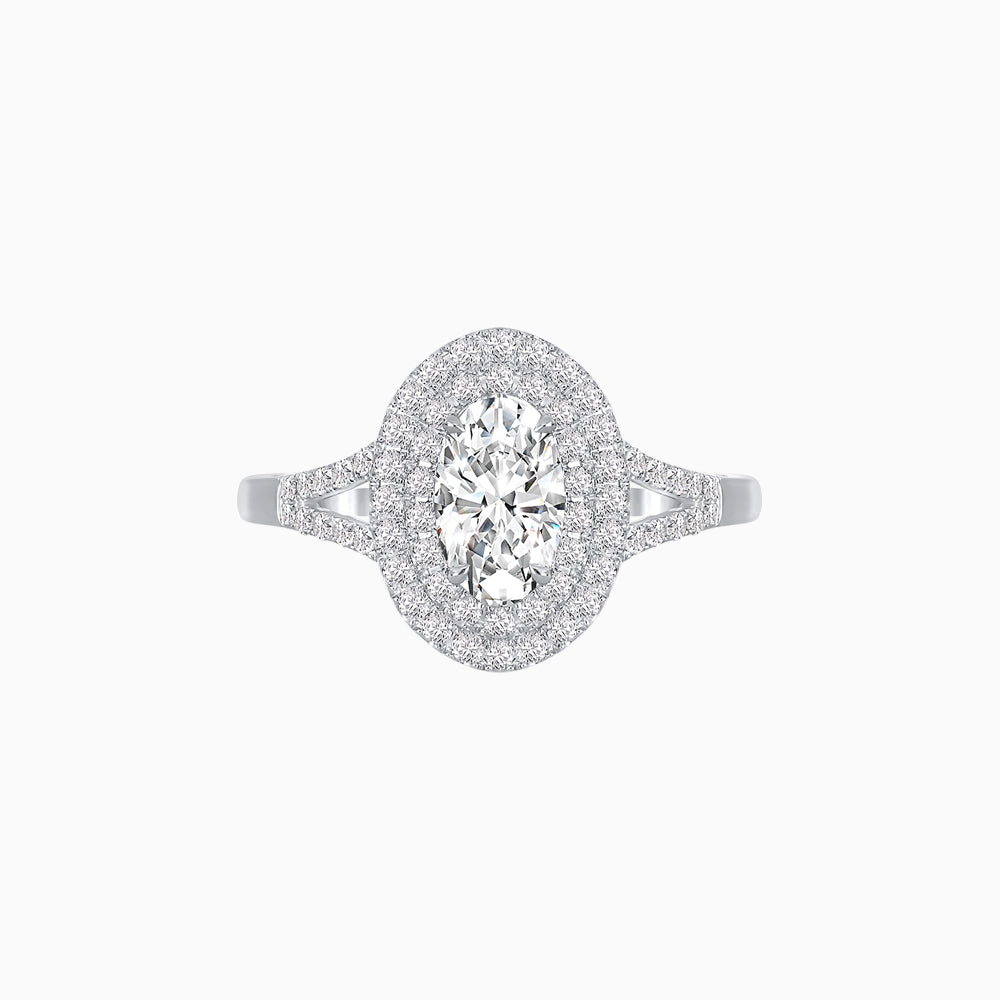 Vintage Inspired Oval Cut Double Halo Engagement Ring