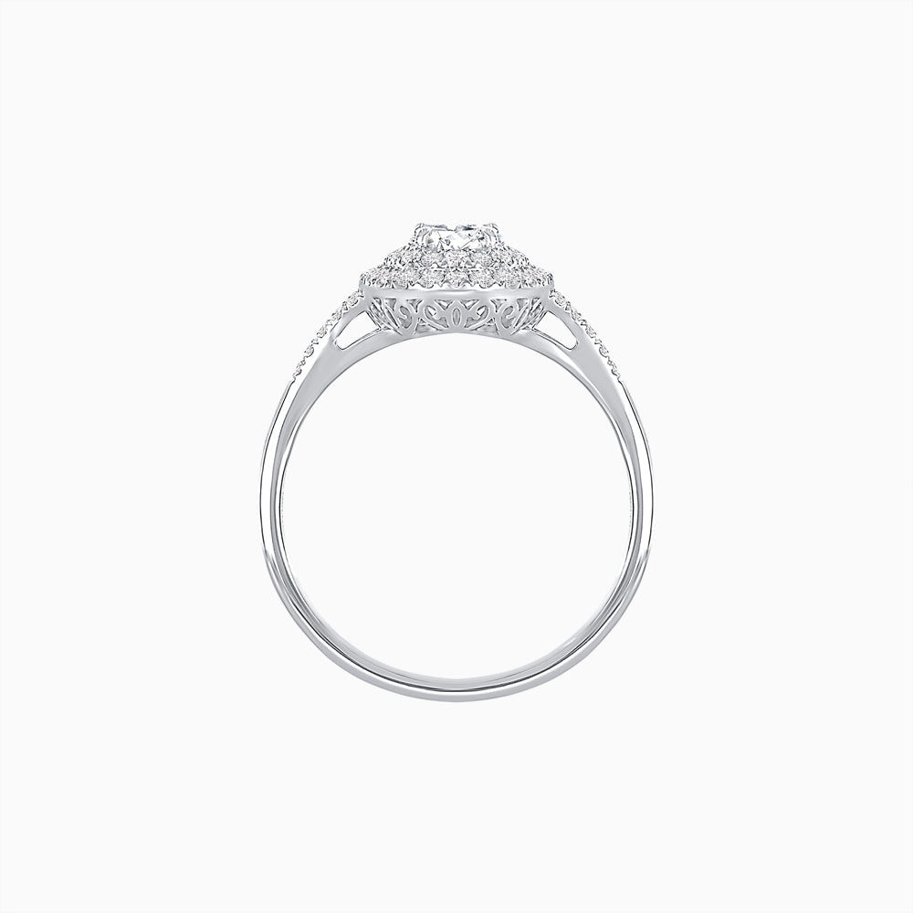 Vintage Inspired Oval Cut Double Halo Engagement Ring