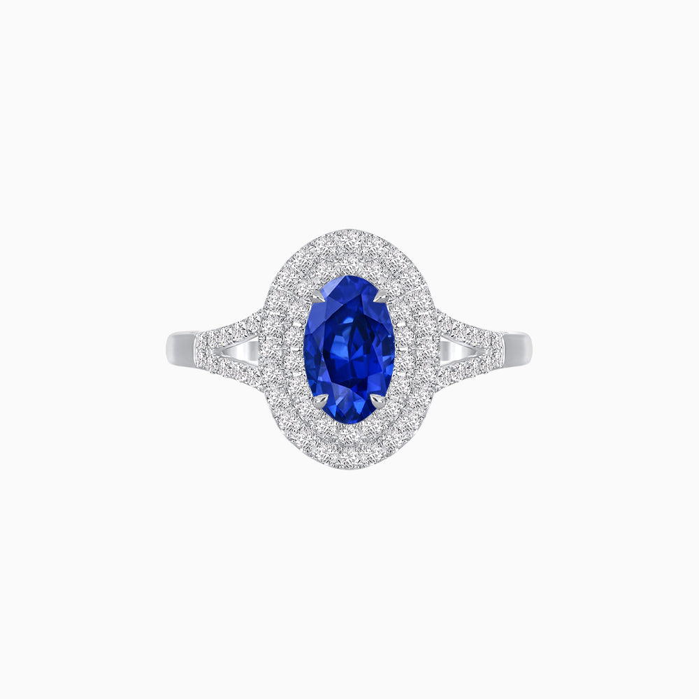 Vintage Inspired Oval Cut Double Halo Engagement Ring