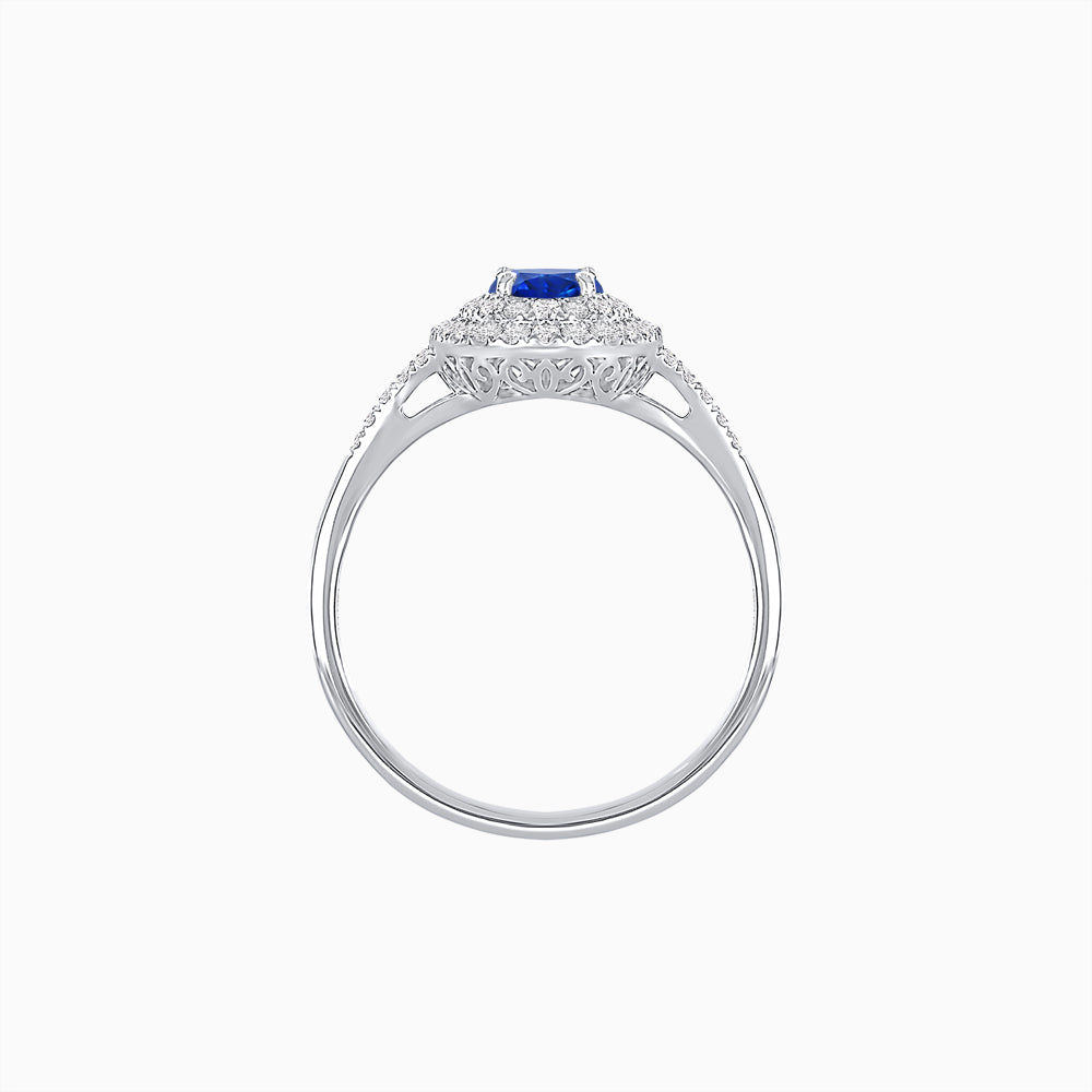 Vintage Inspired Oval Cut Double Halo Engagement Ring