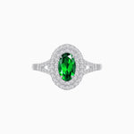 Load image into Gallery viewer, Vintage Inspired Oval Cut Double Halo Engagement Ring