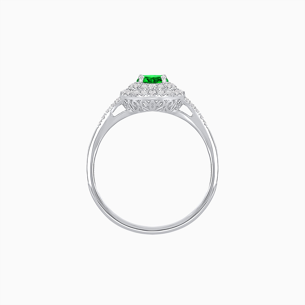 Vintage Inspired Oval Cut Double Halo Engagement Ring