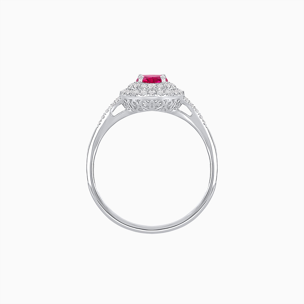 Vintage Inspired Oval Cut Double Halo Engagement Ring