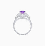 Load image into Gallery viewer, Emerald-Cut Diamond Halo Cocktail Ring with Baguette Accents