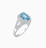 Load image into Gallery viewer, Emerald-Cut Diamond Halo Cocktail Ring with Baguette Accents