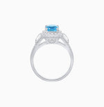 Load image into Gallery viewer, Emerald-Cut Diamond Halo Cocktail Ring with Baguette Accents