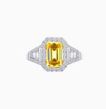 Load image into Gallery viewer, Emerald-Cut Diamond Halo Cocktail Ring with Baguette Accents