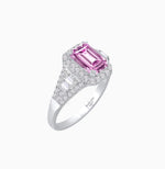 Load image into Gallery viewer, Emerald-Cut Diamond Halo Cocktail Ring with Baguette Accents
