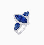 Load image into Gallery viewer, Vintage Inspired Marquise &amp; Pear Three-Stone Halo Ring