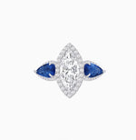 Load image into Gallery viewer, Vintage Inspired Marquise &amp; Pear Three-Stone Halo Ring