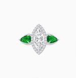 Load image into Gallery viewer, Vintage Inspired Marquise &amp; Pear Three-Stone Halo Ring