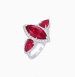 Load image into Gallery viewer, Vintage Inspired Marquise &amp; Pear Three-Stone Halo Ring