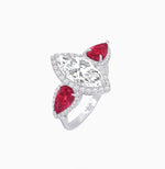 Load image into Gallery viewer, Vintage Inspired Marquise &amp; Pear Three-Stone Halo Ring
