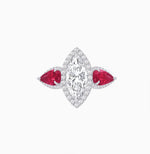 Load image into Gallery viewer, Vintage Inspired Marquise &amp; Pear Three-Stone Halo Ring