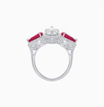 Load image into Gallery viewer, Vintage Inspired Marquise &amp; Pear Three-Stone Halo Ring