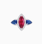 Load image into Gallery viewer, Vintage Inspired Marquise &amp; Pear Three-Stone Halo Ring