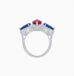 Load image into Gallery viewer, Vintage Inspired Marquise &amp; Pear Three-Stone Halo Ring