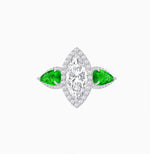Load image into Gallery viewer, Vintage Inspired Marquise &amp; Pear Three-Stone Halo Ring