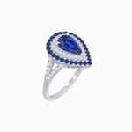 Load image into Gallery viewer, Vintage Inspired Pear Cut Double Halo Gemstone &amp; Diamond Ring