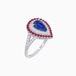 Load image into Gallery viewer, Vintage Inspired Pear Cut Double Halo Gemstone &amp; Diamond Ring