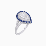 Load image into Gallery viewer, Vintage Inspired Pear Cut Double Halo Gemstone &amp; Diamond Ring