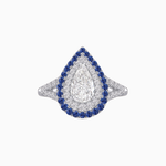 Load image into Gallery viewer, Vintage Inspired Pear Cut Double Halo Gemstone &amp; Diamond Ring