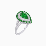 Load image into Gallery viewer, Vintage Inspired Pear Cut Double Halo Gemstone &amp; Diamond Ring