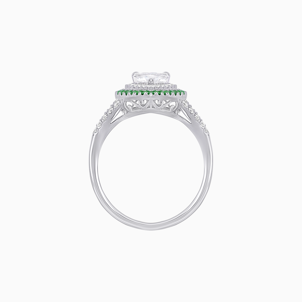 Vintage Inspired Pear Cut Double Halo Gemstone & Diamond Ring