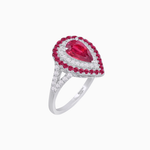 Load image into Gallery viewer, Vintage Inspired Pear Cut Double Halo Gemstone &amp; Diamond Ring