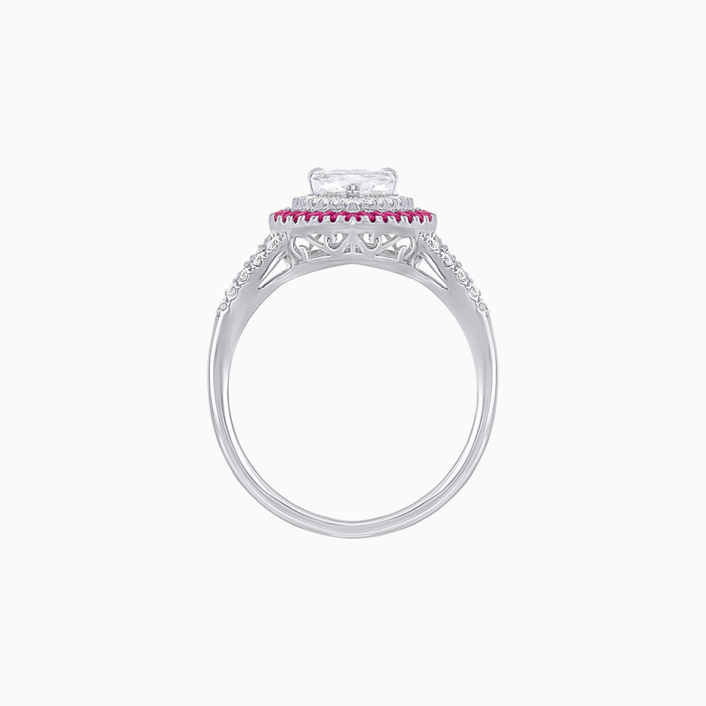Vintage Inspired Pear Cut Double Halo Gemstone & Diamond Ring