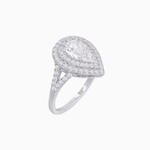 Load image into Gallery viewer, Vintage Inspired Pear Cut Double Halo Gemstone &amp; Diamond Ring