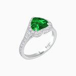 Load image into Gallery viewer, Vintage Inspired Heart Shape Halo Ring with Baguette Diamonds