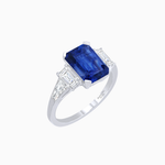 Load image into Gallery viewer, Art Deco Inspired Emerald Cut Three-Stone Ring with Tapered Baguettes