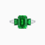 Load image into Gallery viewer, Art Deco Inspired Emerald Cut Three-Stone Ring with Tapered Baguettes