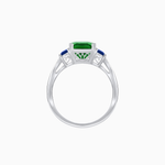 Load image into Gallery viewer, Art Deco Inspired Emerald Cut Three-Stone Ring with Tapered Baguettes