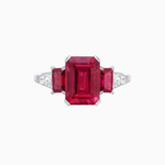 Load image into Gallery viewer, Art Deco Inspired Emerald Cut Three-Stone Ring with Tapered Baguettes