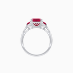 Load image into Gallery viewer, Art Deco Inspired Emerald Cut Three-Stone Ring with Tapered Baguettes