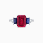 Load image into Gallery viewer, Art Deco Inspired Emerald Cut Three-Stone Ring with Tapered Baguettes