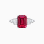 Load image into Gallery viewer, Art Deco Inspired Emerald Cut Three-Stone Ring with Tapered Baguettes