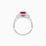 Load image into Gallery viewer, Art Deco Inspired Emerald Cut Three-Stone Ring with Tapered Baguettes