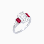 Load image into Gallery viewer, Art Deco Inspired Emerald Cut Three-Stone Ring with Tapered Baguettes