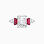 Load image into Gallery viewer, Art Deco Inspired Emerald Cut Three-Stone Ring with Tapered Baguettes