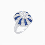 Load image into Gallery viewer, Art Deco Inspired Oval Sunburst Cocktail Ring with Calibré-Cut Gemstones