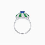 Load image into Gallery viewer, Art Deco Inspired Oval Sunburst Cocktail Ring with Calibré-Cut Gemstones