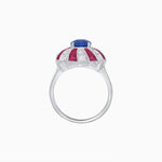 Load image into Gallery viewer, Art Deco Inspired Oval Sunburst Cocktail Ring with Calibré-Cut Gemstones