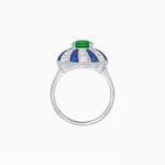 Load image into Gallery viewer, Art Deco Inspired Oval Sunburst Cocktail Ring with Calibré-Cut Gemstones