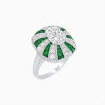 Load image into Gallery viewer, Art Deco Inspired Oval Sunburst Cocktail Ring with Calibré-Cut Gemstones